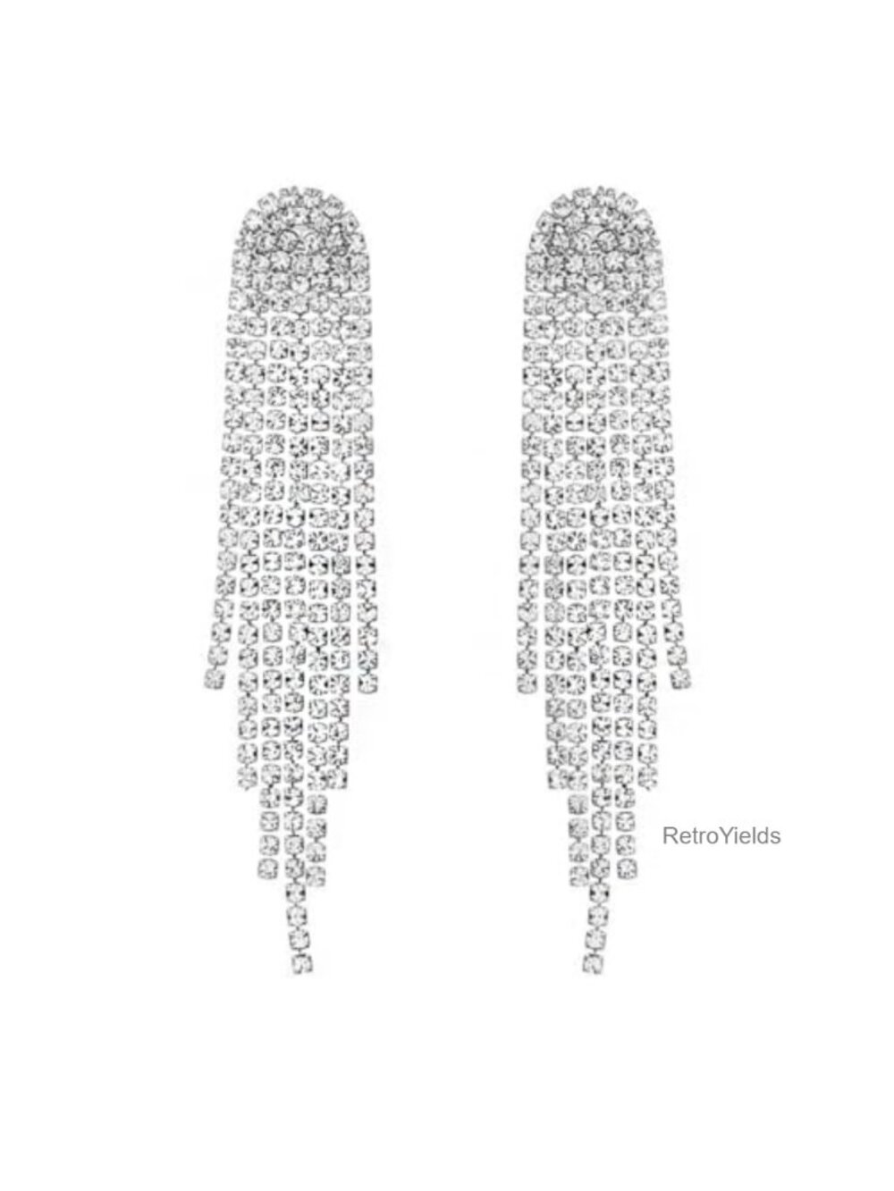 Rhinestone Crystal Tassel Long Sparkle Dangle Earrings